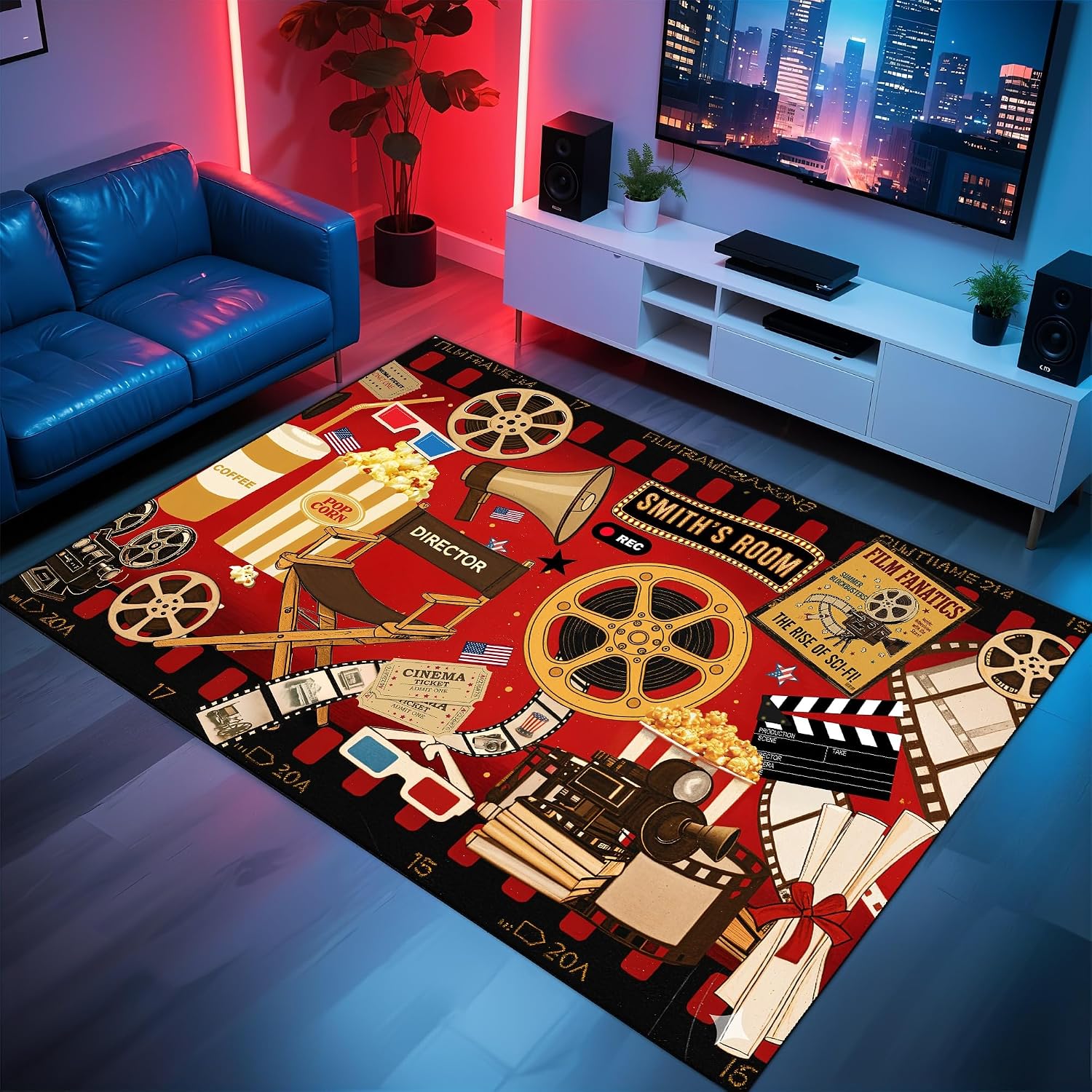 Home Cinema Flooring - Personalisierter Kino-Themen-Teppich, Weicher Rutschfester Teppich für
