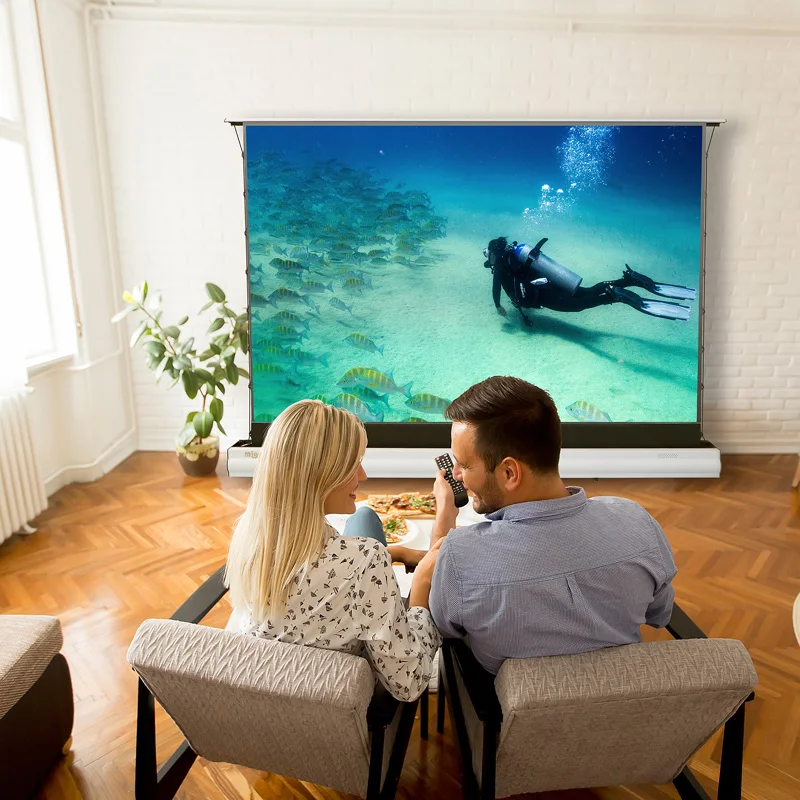Home Cinema Flooring - MIGO Meistverkaufte Super-Luxus-Projektionsleinwand Bodenaufsteigend für Kurzdistanz-Projektor