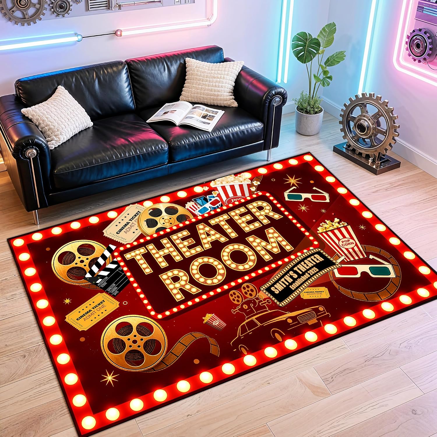 Home Cinema Flooring - Filmabend-Teppich Heimkino-Dekoration Waschbarer Rutschfester Bodenteppich für