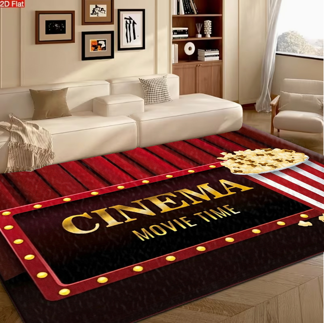 Home Cinema Flooring - Kino-Popcorn-Themen-Teppich für Heimkino, Rutschfester Bodenbelag für
