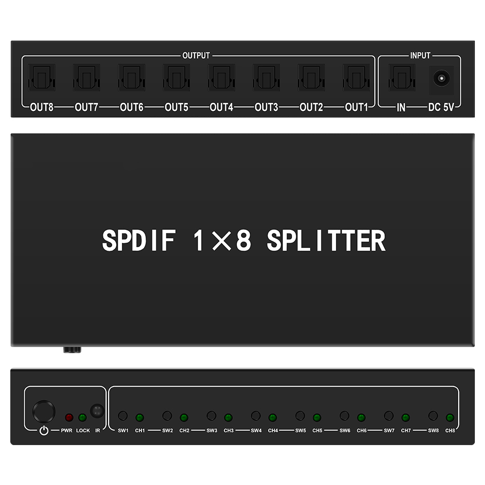 Home Cinema Beamer - Optischer Audio-Splitter, 1 in 8 Out
