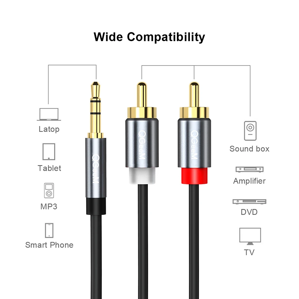 QGeeM RCA-Kabel 2RCA auf 3,5mm – Home Cinema Beamer Bewertung und Preis